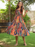 Multi coloured Printed Fit & Flare Ethnic Dress